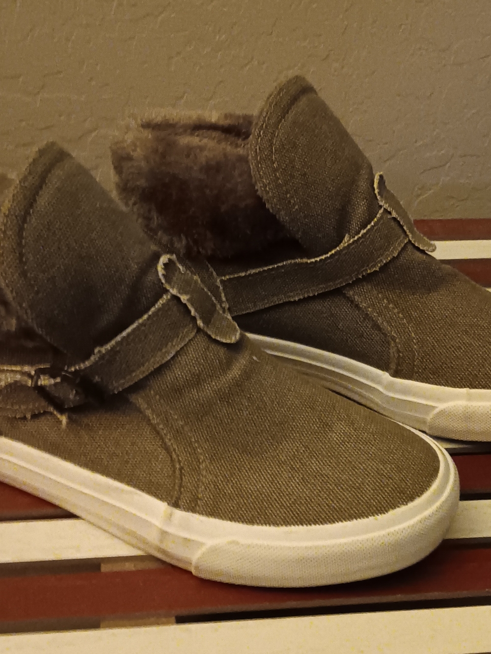 Canvas Slip-On Sneakers with Strap — Brown - Picture 2 of 4